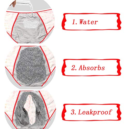 Tanseefly Paquete de 3 Bragas Protectoras menstruales de algodón para Adolescentes, a Prueba de Fugas, para Mujeres, Postparto, para Mujer Mariposa S/M (52.16/61.2 kgs)