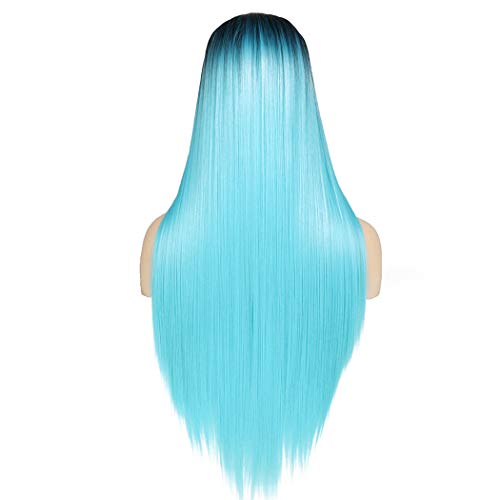 TANTAKO® Peluca Ombre Azul - Pelucas Ombre Azul Raíces Oscuras para mujer de Aspecto Natural Máquina Sintética Hecha Cosplay Pelucas llenas