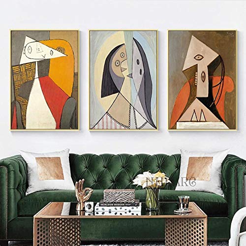 Tanyang Impresión en Lienzo Pintura Arte Picasso Estilo Abstracto Carteles e Impresiones Decoración clásica del hogar Cuadros de Pared para Sala de Estar 50 * 70 cm * 3