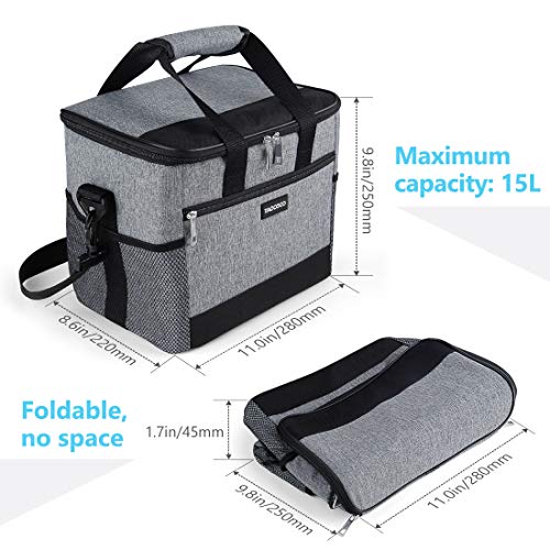 TAOCOCO 35L Bolsa Isotermica de Almuerzo Nevera Portatil para Alimentos Frutas,Porta de Comida con Forro Plástico Aislamiento Térmico,Genial para Playa,Picnic,Camping,Barbacoa - Gris