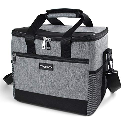 TAOCOCO 35L Bolsa Isotermica de Almuerzo Nevera Portatil para Alimentos Frutas,Porta de Comida con Forro Plástico Aislamiento Térmico,Genial para Playa,Picnic,Camping,Barbacoa - Gris