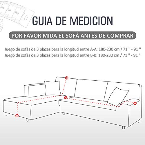 TAOCOCO Funda para sofá Funda para sofá en Forma de L Funda elástica elástica 2 Juegos para 3 Asientos + 3 Asientos, con Funda de cojín de 2 Piezas (Gris Oscuro)