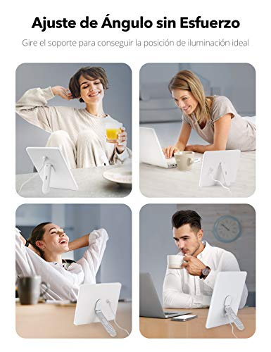 TaoTronics Lámpara de Luz Diurna, 10000 Lux Lámpara Para Terapia De Luz Sin Rayos UV Con Brillo Ajustables,Temporizador, Control Táctil Y Soporte Giratorio De