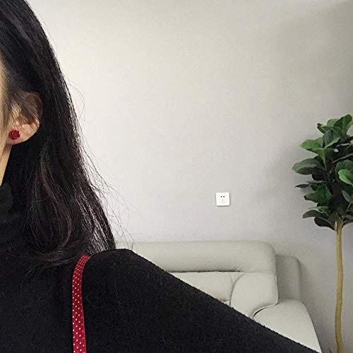 TAOYUN Mujer Plata De Ley Pendientes San Valentin Navidad Cumpleaños Mujeres De Botón De Tendencia Rosa Roja Pulida Hipoalergénica Joyería Decorativa De Moda Simple