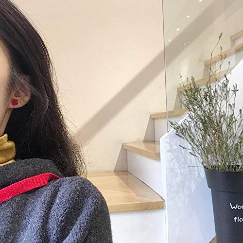 TAOYUN Mujer Plata De Ley Pendientes San Valentin Navidad Cumpleaños Mujeres De Botón De Tendencia Rosa Roja Pulida Hipoalergénica Joyería Decorativa De Moda Simple