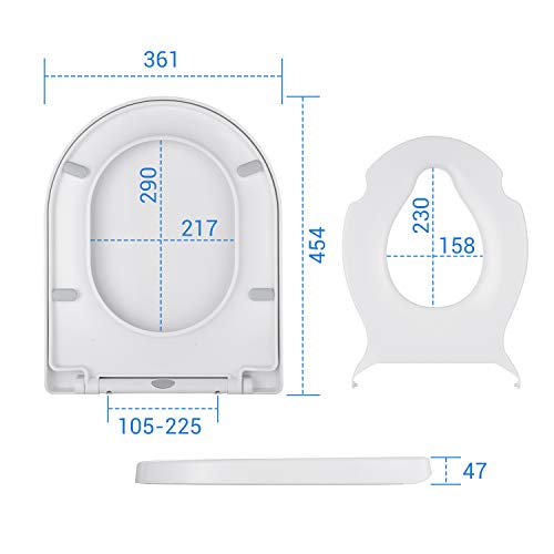 Tapa WC Familiar Dalmo, Tapa Inodoro Forma D con Cierre Suave y Lenta para Niños, Asiento Inodoro con Sencillo Montaje para Familia, Tapa de WC Familiar Fácil Desmontable de Plástico Duro, TBTS03Y