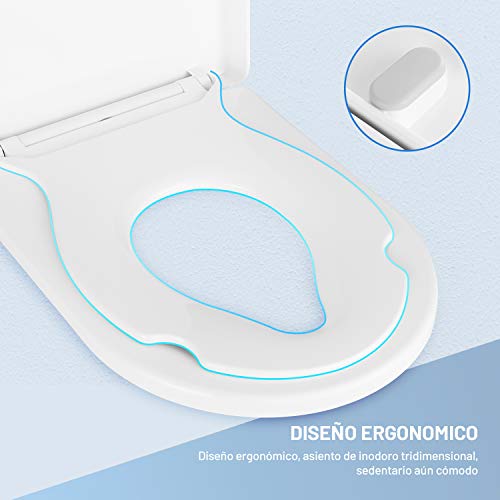 Tapa WC Familiar Dalmo, Tapa Inodoro Forma D con Cierre Suave y Lenta para Niños, Asiento Inodoro con Sencillo Montaje para Familia, Tapa de WC Familiar Fácil Desmontable de Plástico Duro, TBTS03Y