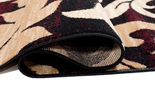 Tapiso Alfombra De Pasillo Moderna Fina - Color Beige Marrón Oscuro Diseño Hojas - Colección Fiesta 70 x 200 cm