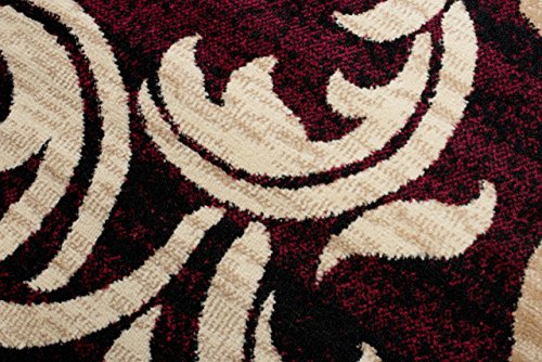 Tapiso Alfombra De Pasillo Moderna Fina - Color Beige Marrón Oscuro Diseño Hojas - Colección Fiesta 70 x 200 cm