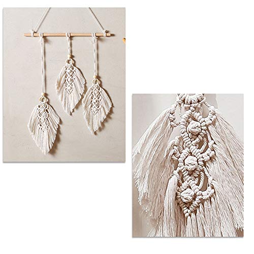 Tapiz de Pared Tejido, Tapiz Macrame Bohemio étnico Decoración Boho Hoja Hecho a Mano Decoraciones de Apartamentos Decoración de Dormitorio de Sala de Estar