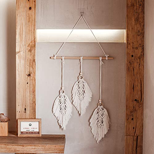 Tapiz de Pared Tejido, Tapiz Macrame Bohemio étnico Decoración Boho Hoja Hecho a Mano Decoraciones de Apartamentos Decoración de Dormitorio de Sala de Estar