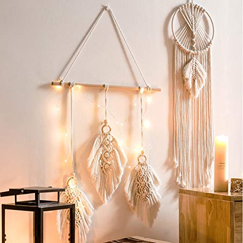 Tapiz de Pared Tejido, Tapiz Macrame Bohemio étnico Decoración Boho Hoja Hecho a Mano Decoraciones de Apartamentos Decoración de Dormitorio de Sala de Estar