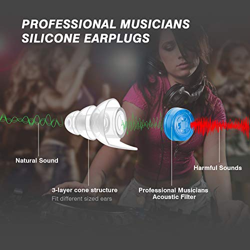 Tapones de Oído, Hearprotek Tapones para los oídos con caja de aluminio-Protección auditiva para para conciertos, música en vivo, percusión, DJ con cable de conexión (Reutilizable y Cómodo)