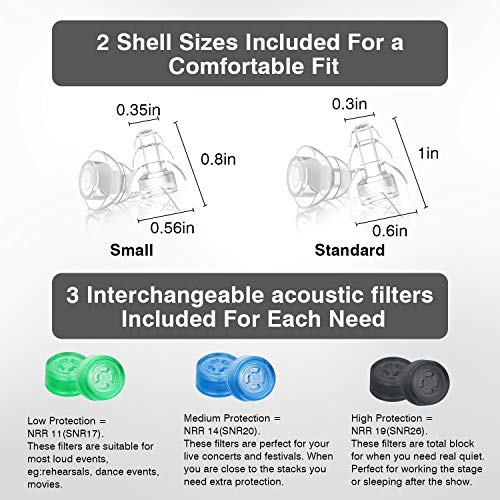 Tapones de Oído, Hearprotek Tapones para los oídos con caja de aluminio-Protección auditiva para para conciertos, música en vivo, percusión, DJ con cable de conexión (Reutilizable y Cómodo)