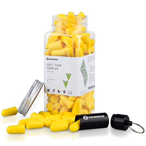 Tapones de protección auditiva Senner SchaumPro Schlaf para dormir y contra los ronquidos [Edición 2020], especialmente cómodos, amortiguación extra fuerte (38 dB), la alarma sigue siendo audible