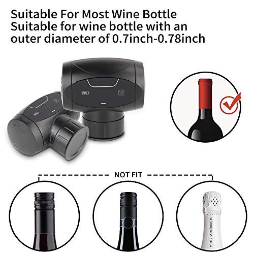 Tapones de Vino, Tapón Automático Eléctrico al Vacío en Tiempo Real, La Bomba de Vacío de Vino Reutilizable Tapón de Vino Mantener Fresco, Mejor Accesorio de Regalo para Los Amantes del Vino