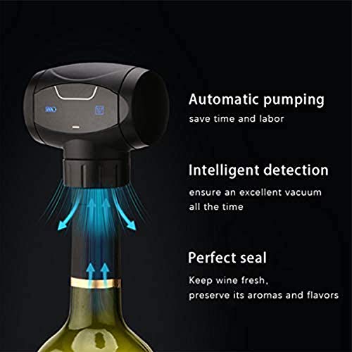 Tapones de Vino, Tapón Automático Eléctrico al Vacío en Tiempo Real, La Bomba de Vacío de Vino Reutilizable Tapón de Vino Mantener Fresco, Mejor Accesorio de Regalo para Los Amantes del Vino