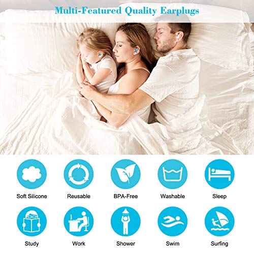 Tapones para los Oídos de Silicona，Tapones para los Oídos para Dormir (7 Pares) Suprime los Ronquidos y los Ruidos los Tapones Impermeables para Dormir, Trabajar, Aprender, Relajarse y Nadar