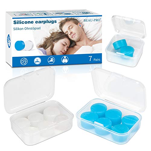 Tapones para los Oídos de Silicona，Tapones para los Oídos para Dormir (7 Pares) Suprime los Ronquidos y los Ruidos los Tapones Impermeables para Dormir, Trabajar, Aprender, Relajarse y Nadar