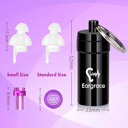 Tapones para los oídos para dormir, Eargrace 31dB 2 pares de tapones reutilizables de silicona reutilizables hechos de silicona, ultra suave, para orejas pequeñas, protección para dormir, roncar y oir