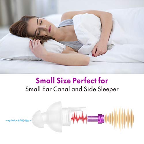 Tapones para los oídos para dormir, Eargrace 31dB 2 pares de tapones reutilizables de silicona reutilizables hechos de silicona, ultra suave, para orejas pequeñas, protección para dormir, roncar y oir