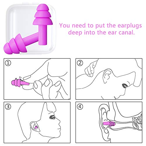Tapones para los oídos reutilizables de silicona - Tapones para los oídos con reducción de ruido ultracómodos para dormir, nadar, conciertos y aviones