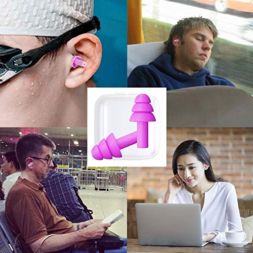 Tapones para los oídos reutilizables de silicona - Tapones para los oídos con reducción de ruido ultracómodos para dormir, nadar, conciertos y aviones