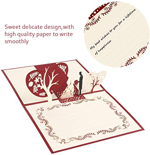 Tarjeta de Felicitación Pop Up 3D, Tarjeta De Felicitación Romántica, Tarjeta para el día de San Valentín, para el cumpleaños o el aniversario del amante (Rojo casar)