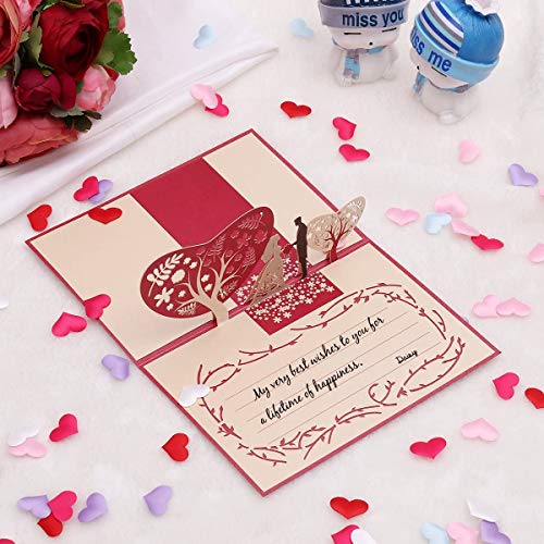 Tarjeta de Felicitación Pop Up 3D, Tarjeta De Felicitación Romántica, Tarjeta para el día de San Valentín, para el cumpleaños o el aniversario del amante (Rojo casar)