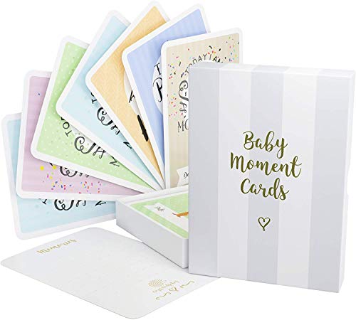Tarjetas de Etapas del Bebé y Caja de Recuerdos, 40 Tarjetas de Fotos de Momentos Especiales Unisex, con los Logros de Edades Claves y Embarazo, el Regalo Ideal para la Futura Mamá (Inglés)
