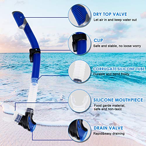 Tarnel Snorkel Set Máscara de Buceo con Snorkel Kit de Buceo Lucha contra antiniebla y Juego de Secado con 2 boquillas Auriculares Estuche para teléfono móvil a Prueba de Agua Adultos y Niños