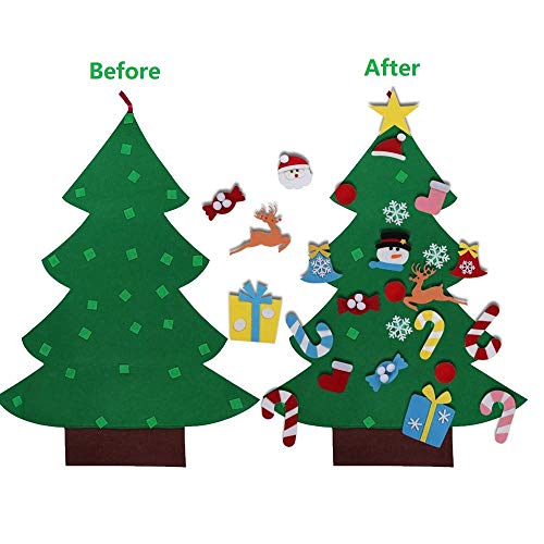 TATAFUN Árbol de Navidad del Fieltro de los 3.1FT DIY fijó + los Ornamentos Desmontables 26pcs, Regalos Colgantes de Navidad de la Pared para Las Decoraciones de la Navidad