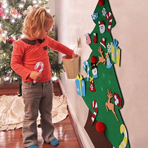TATAFUN Árbol de Navidad del Fieltro de los 3.1FT DIY fijó + los Ornamentos Desmontables 26pcs, Regalos Colgantes de Navidad de la Pared para Las Decoraciones de la Navidad