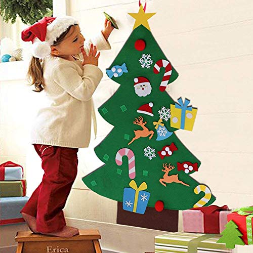 TATAFUN Árbol de Navidad del Fieltro de los 3.1FT DIY fijó + los Ornamentos Desmontables 26pcs, Regalos Colgantes de Navidad de la Pared para Las Decoraciones de la Navidad
