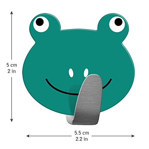 Tatkraft Frogs - Gancho Toallero Adhesivo para Cocina y Baño - Colgador Infantil para Pared – Percheros Infantiles Bonitos - Acero Inoxidable – Sin Clavos - 2 Unidades