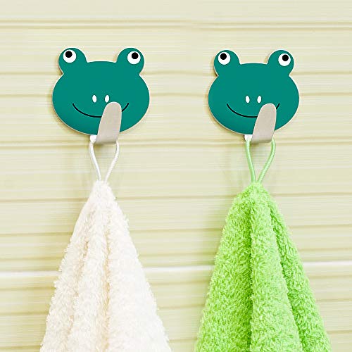 Tatkraft Frogs - Gancho Toallero Adhesivo para Cocina y Baño - Colgador Infantil para Pared – Percheros Infantiles Bonitos - Acero Inoxidable – Sin Clavos - 2 Unidades