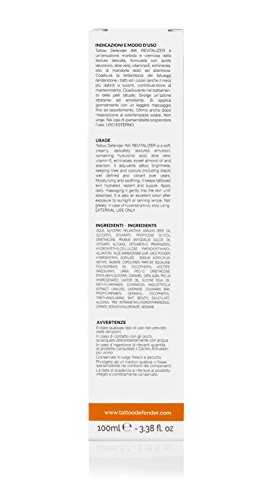 Tattoo Defender Ink Revitalizer - Hace tatuajes brillantes y definidos, aviva sus colores y mejora sus tratos 100ml