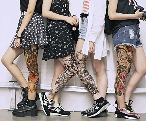 Tatuajes temporales de moda - 8 hojas de tatuajes grandes para el cuerpo. Para hombres y mujeres, resistente al agua y eliminable. No tóxicos y seguros para todas las pieles