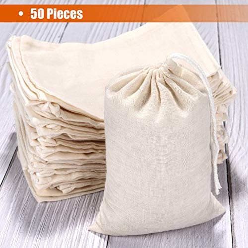 Tatuo [50 Piezas] Bolsas de algodón con cordón para artículos para el hogar (4 por 6 pulgadas)