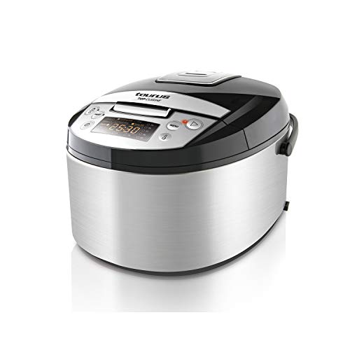 Taurus Top Cuisine Máquina de cocinar programable, cubeta extraíble 5 L, 12 Temporizador 24h, programas Especiales, Acero Inoxidable, Plata