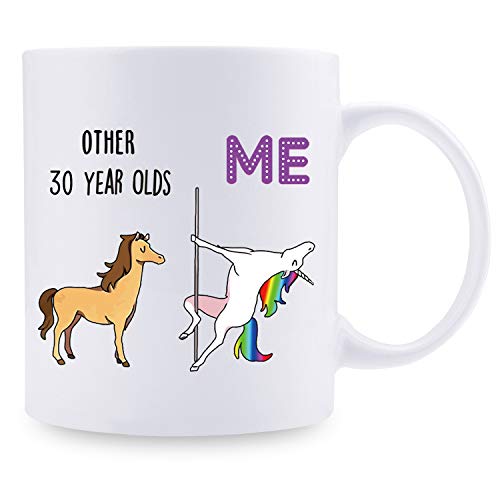 Taza de café de regalo de cumpleaños para mujeres que cumplen 30 años de edad, para mamá, esposa, amiga, hermana, compañera de trabajo (325 ml)