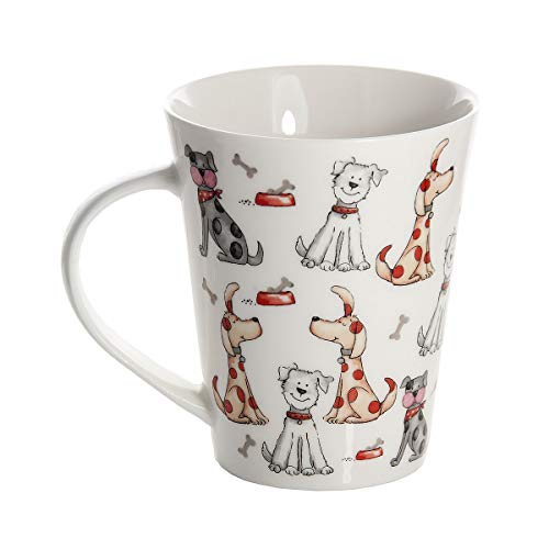 Taza de desayuno originales de café té con decoración de lindo perros, blanco para microondas, regalo para los amantes de los animales de perro