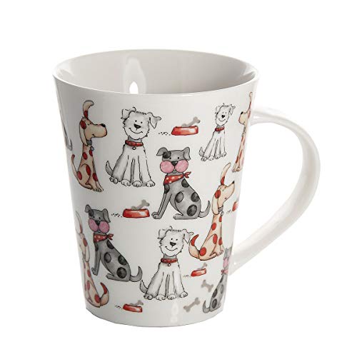 Taza de desayuno originales de café té con decoración de lindo perros, blanco para microondas, regalo para los amantes de los animales de perro