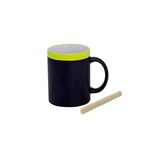 Taza Pizarra de cerámica con Tiza a Tono. Lote de 20 Tazas Colores Variados, Ideal para Que los niños se diviertan desayunando. Regalos cumpleaños, Detalles Infantiles para Eventos.