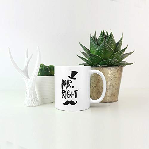Tazas de café con asa, diseño con texto "Born for-Anime Mr Right", color negro, cerámica, Blanco, 311,84 g