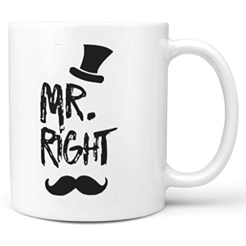 Tazas de café con asa, diseño con texto "Born for-Anime Mr Right", color negro, cerámica, Blanco, 311,84 g