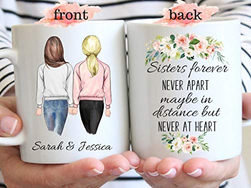 Tazas para hermanas que se mueven a larga distancia, regalo para hermanas, mejor amigo, cumpleaños, regalos, para ti, mi persona, gris, anatomía y bestia