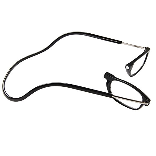 TBOC Gafas de Lectura Presbicia Vista Cansada – Montura Negra Graduadas +1.50 Dioptrías Hombre Mujer Regulables Imantadas Magnéticas Plegables Lentes Aumento Leer Ver Cerca Cuello Cierre Imán