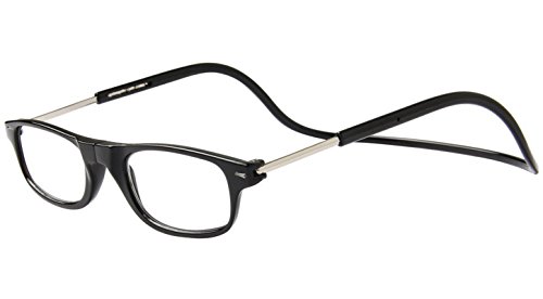 TBOC Gafas de Lectura Presbicia Vista Cansada – Montura Negra Graduadas +1.50 Dioptrías Hombre Mujer Regulables Imantadas Magnéticas Plegables Lentes Aumento Leer Ver Cerca Cuello Cierre Imán