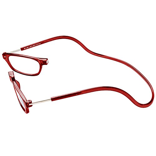 TBOC Gafas de Lectura Presbicia Vista Cansada – [Pack 4 Unidades] Montura Burdeos Graduadas +1.50 Dioptrías Hombre Mujer Regulables Plegables Imantadas Lentes Aumento Leer Ver Cerca Cuello Imán